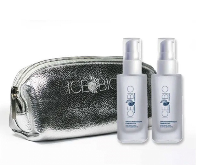 ICE BIO. Набор Сыворотка  2 шт омолаживающая для лица, шеи и зоны декольте 30мл, в косметичке в Ярославле